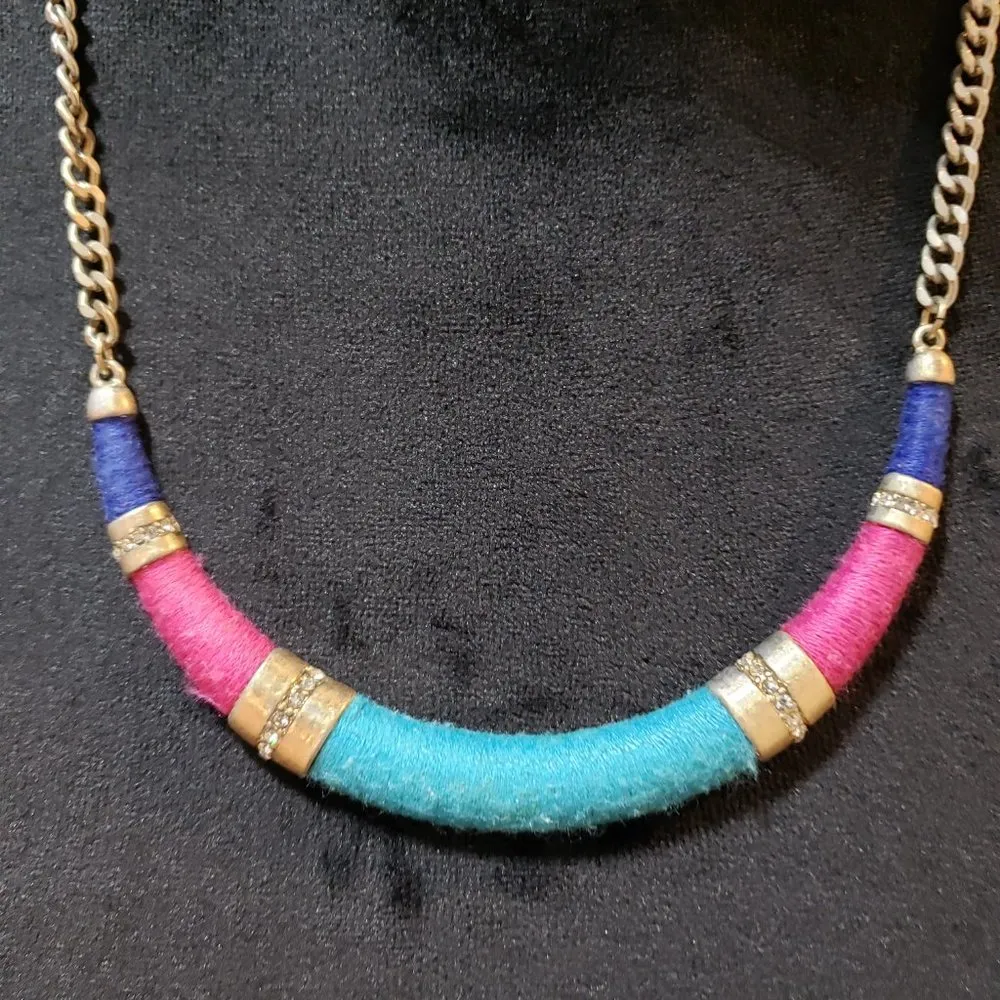 Womens Fashion Multicolor Cotton Thread Choker Collar Necklace w/ Lobster Clasp - Image 3