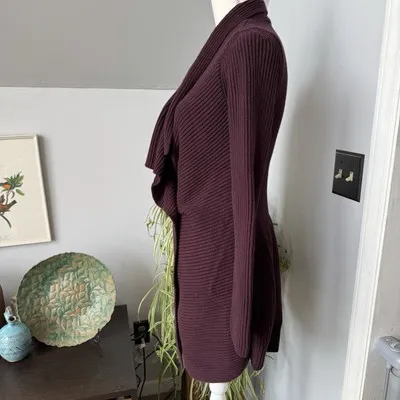 CAbi Regal Drapey Knit Cardigan Sweater Mulberry Wine Double‎ Breasted Med 3350 - Image 3