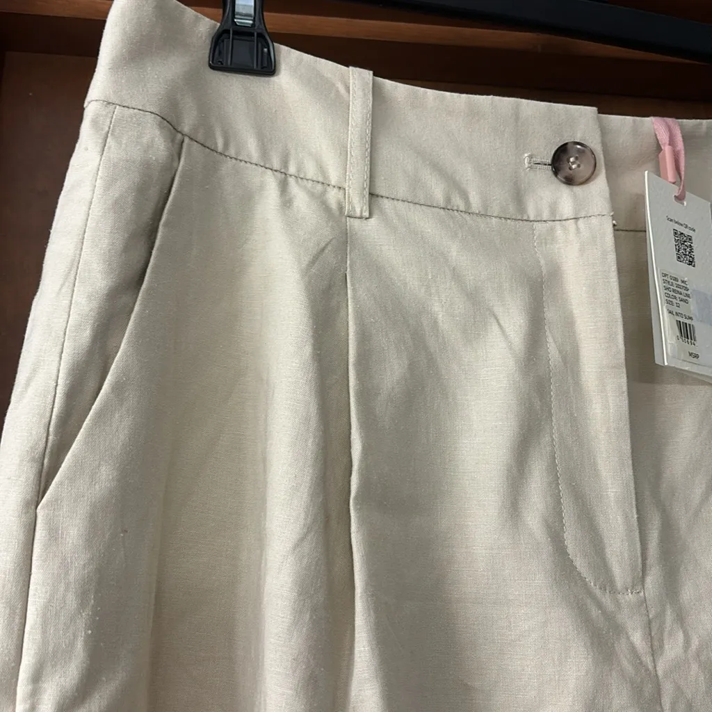 Alex Marie Reina Stretch Linen Mid Rise Pleated Front Shorts - Image 5