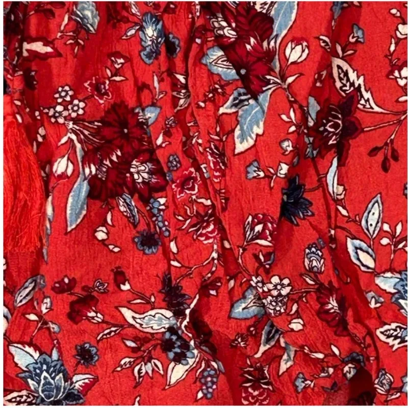 American Eagle Red Blue Floral Flutter Hem Pull-On Shorts Size M Casual - Image 9