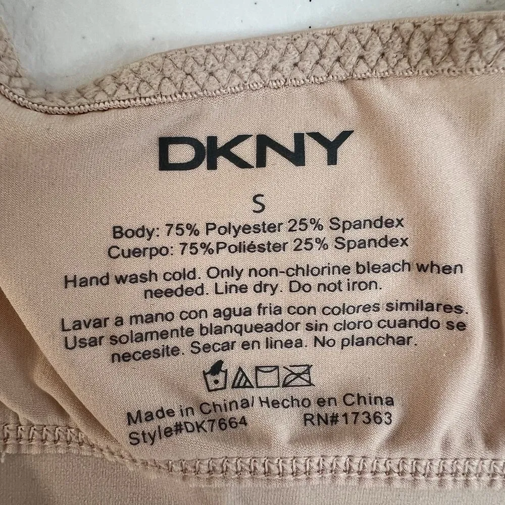 DKNY Small Bra Wireless Microfiber Plunge Smooth Molded Cups Beige Tan DK7664 - Image 12