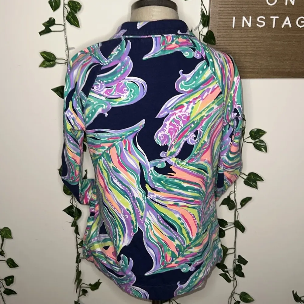 Lilly Pulitzer 50+UPF Skipper Popover Patterned Summer Long sleeve Quarter Zip - Image 5