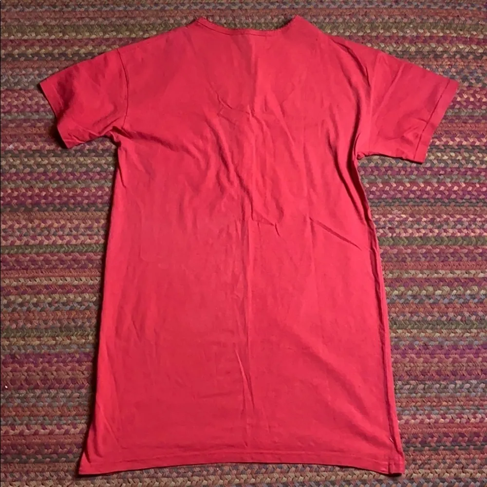 VINTAGE RED HENLEY NIGHT GOWN TEE SHIRT DRESS Size M - Image 6
