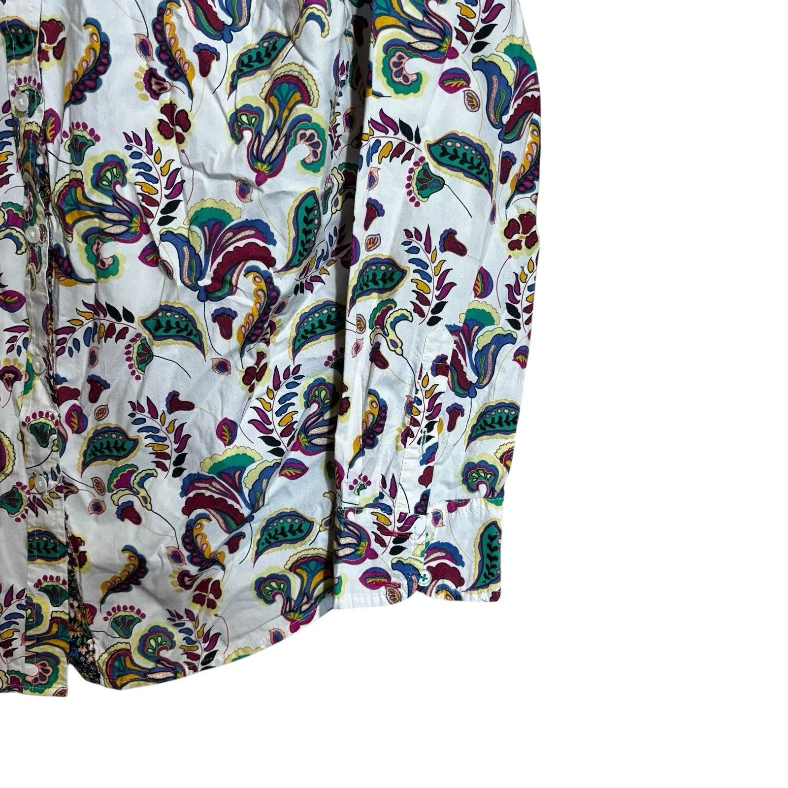 Talbots Top Women Medium Multicolor Floral Cotton Collared Button Up Blouse - Image 5