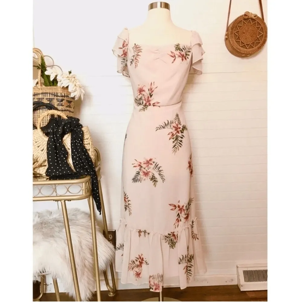 Willow & Clay Pastel Pink Floral Ruffle Chiffon Dress - Image 8