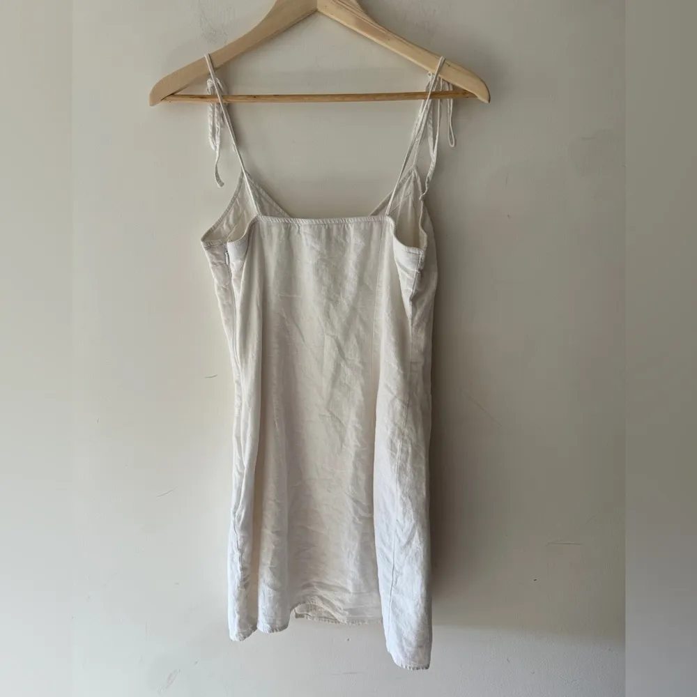 Abercrombie & Fitch White Linen Dress Adjustable Shoulder Ties - Image 3