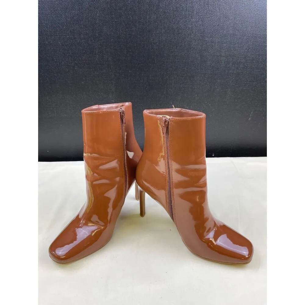 Anne Michelle Women's Brown Patent Boots/ Shoes Heel 3.75" Size 8 SKU 5166 - Image 2