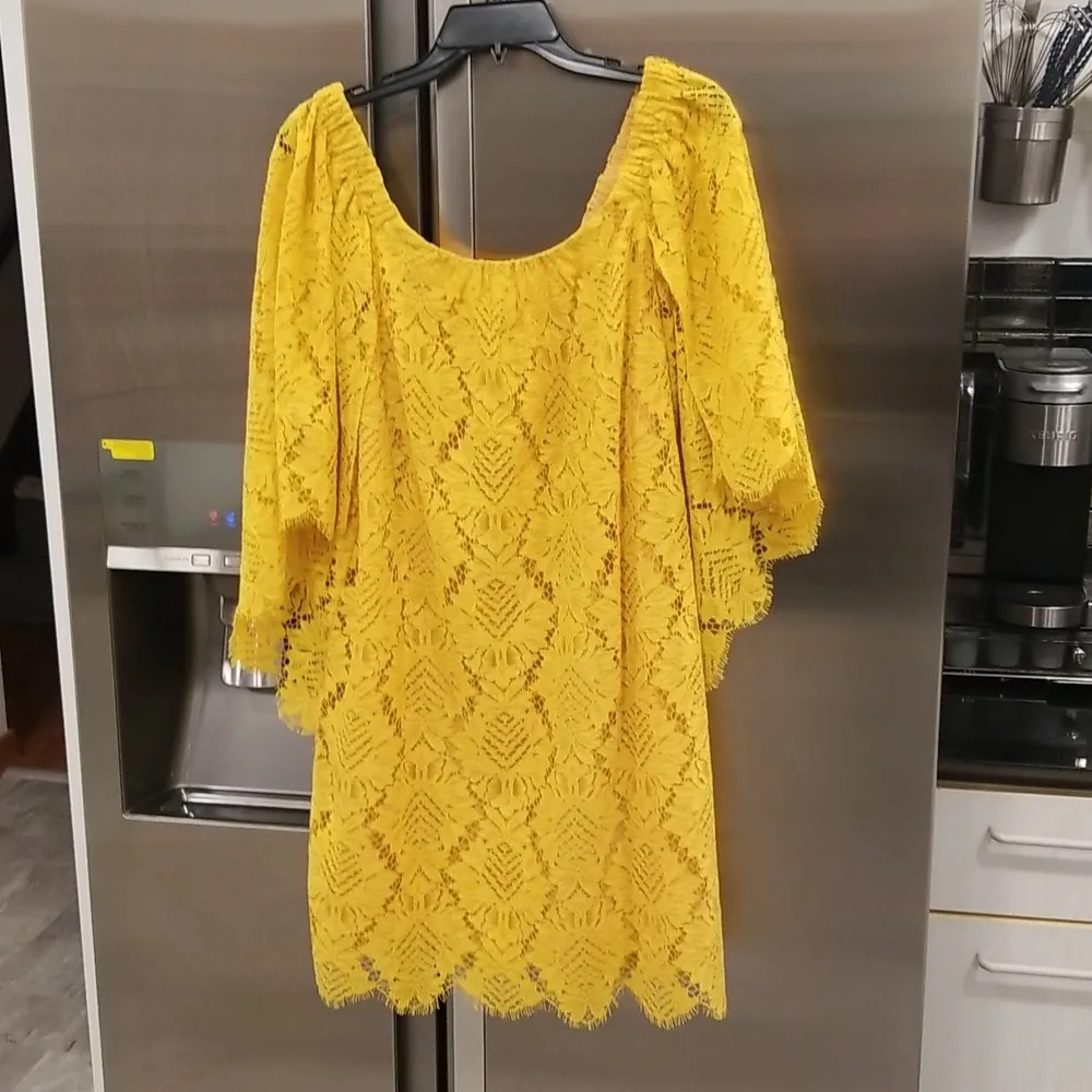 💕TRINA TURK💕 Ulana Dress ~ Pineapple Vista Lace Mimosa Yellow Medium M NWOT - Image 10