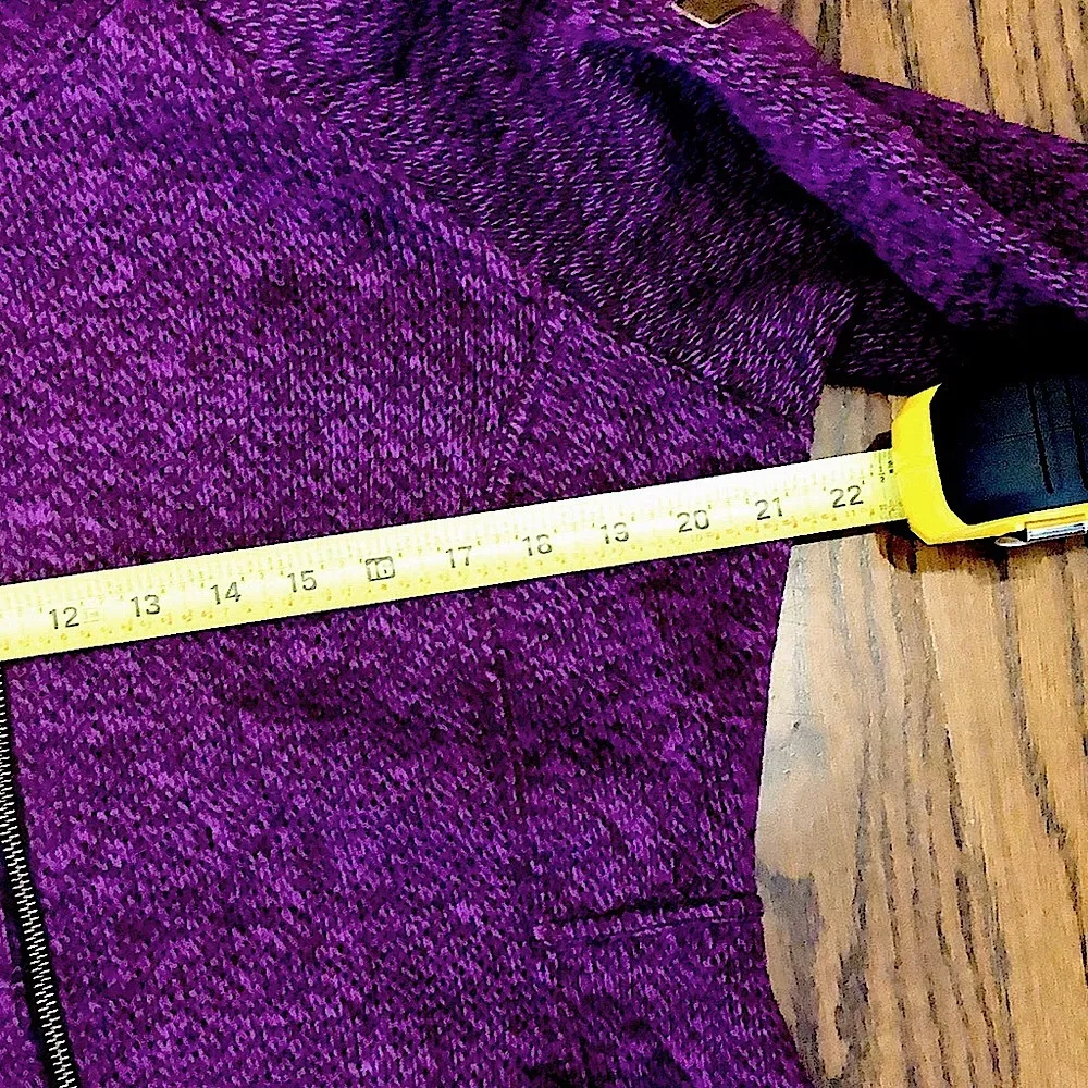 COLUMBIA Womens Raspberry Knit Full Zip Fleece Lined Zip Pockets Hoodie Large - Image 8