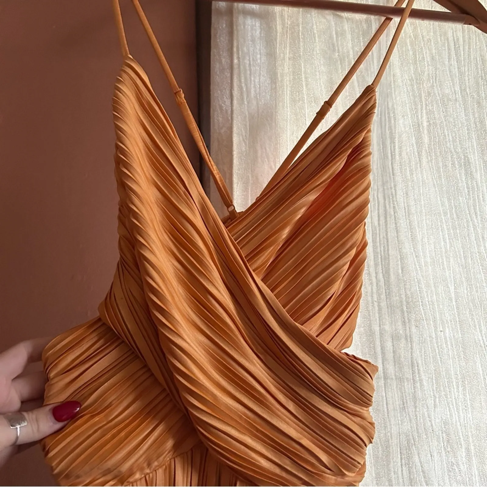 En Saison Illianna Maxi Long Dress High Low Asymmetrical Orange NEW Size S - Image 4