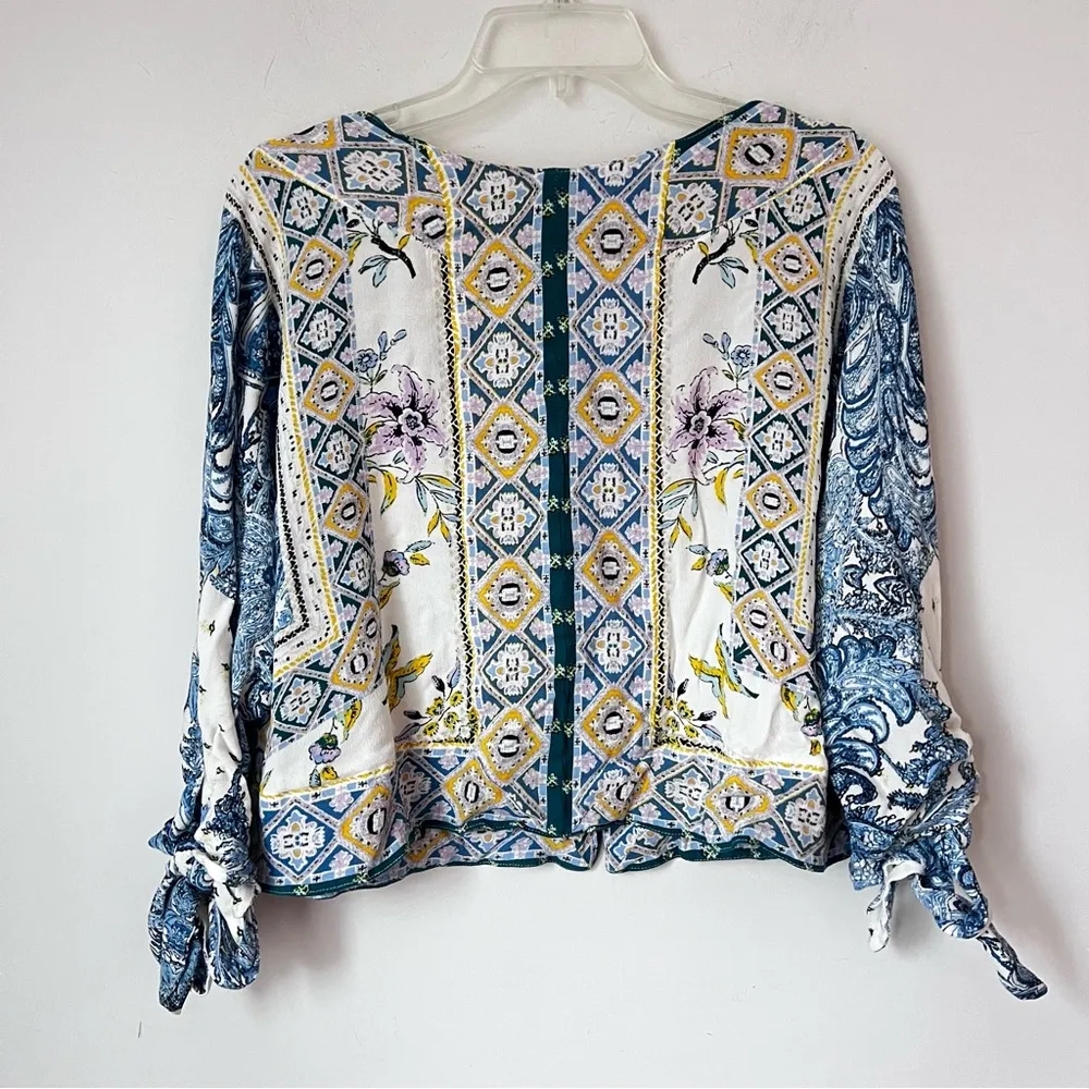 Free People Lola Floral Kimono Crop  Mixed Print Tie Butterfly Sleeves Size XS= - Image 7