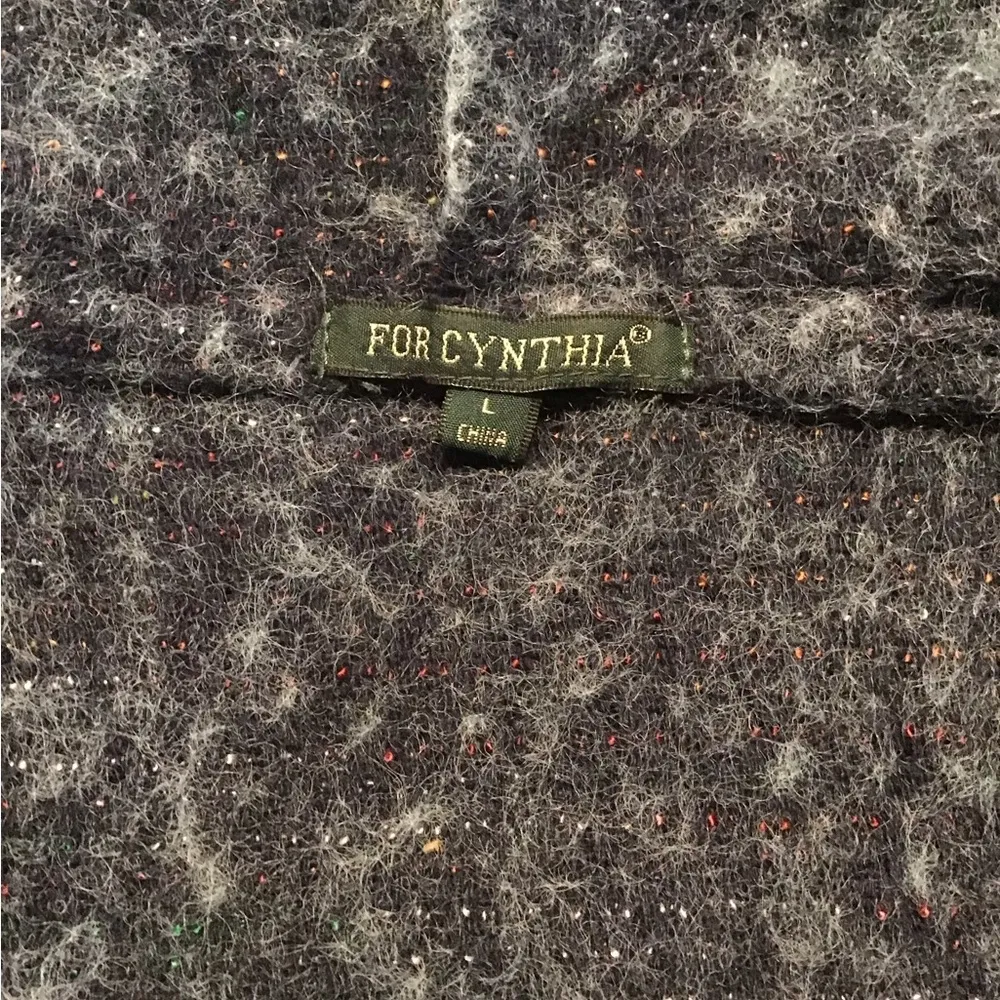 For Cynthia Wool Blend Blue Multi Color Button Front Hooded Vest Size Large - Image 5