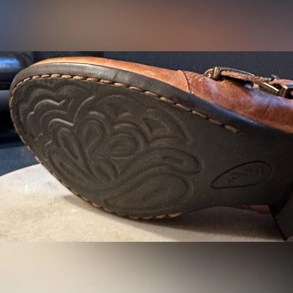 B.O.C. Ankle Boots Double Buckle Tan Leather Block Heel Round Toe . Sz 8… - Image 9