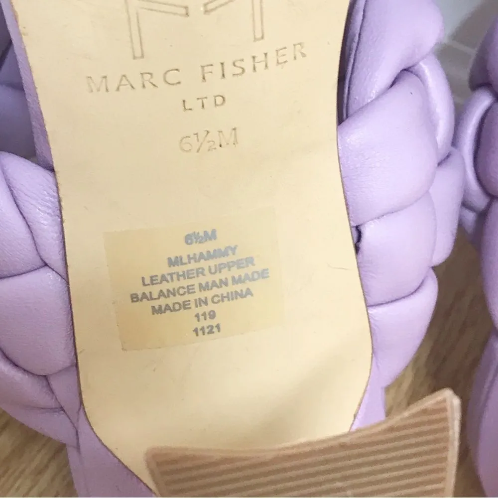 MARC FISHER Hammy Purple Braided Leather Heeled Slide Sandal Square Toe Size 6.5 - Image 10