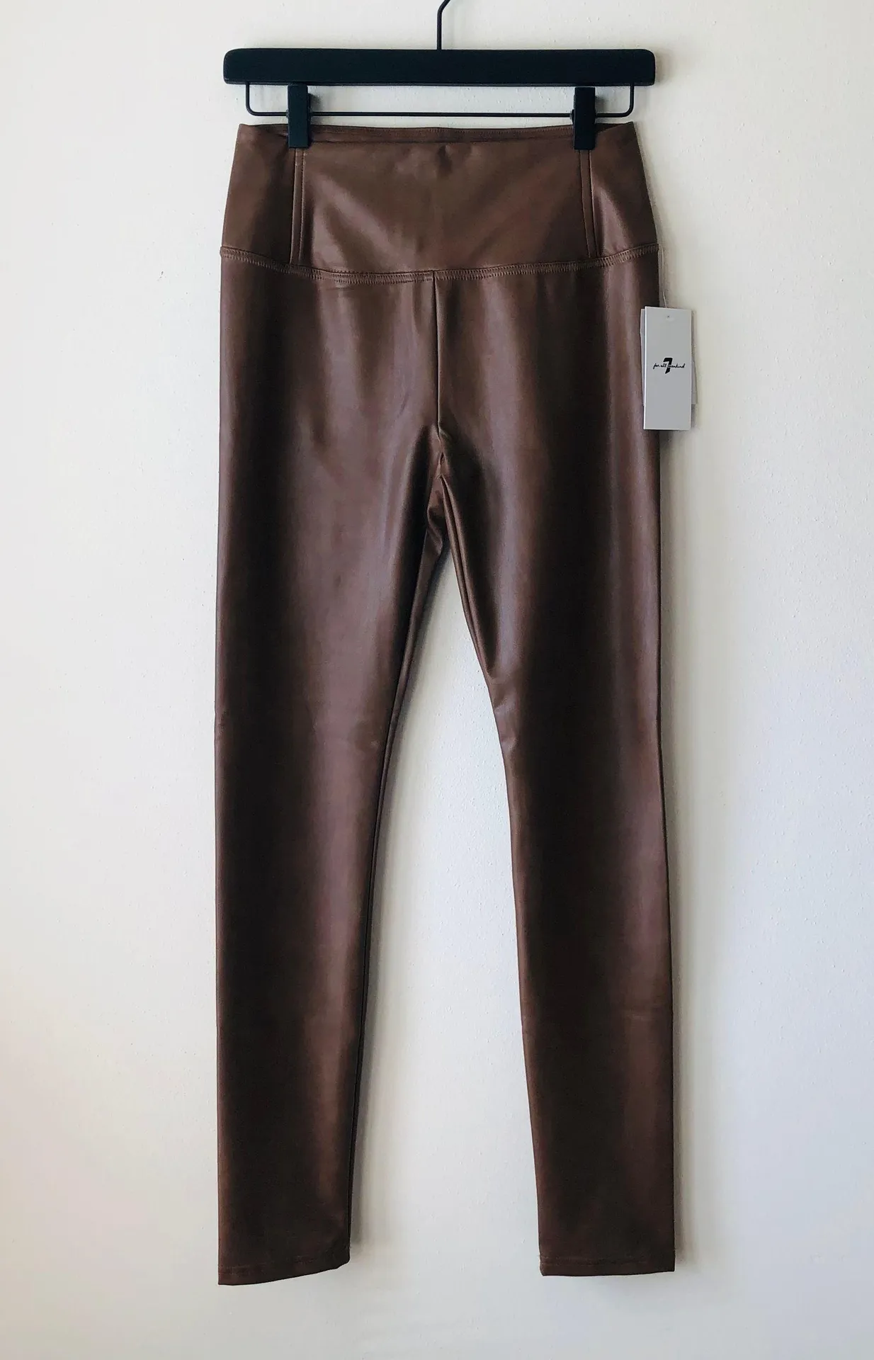 7 For All Mankind Brown Faux Leather Leggings  - Image 3