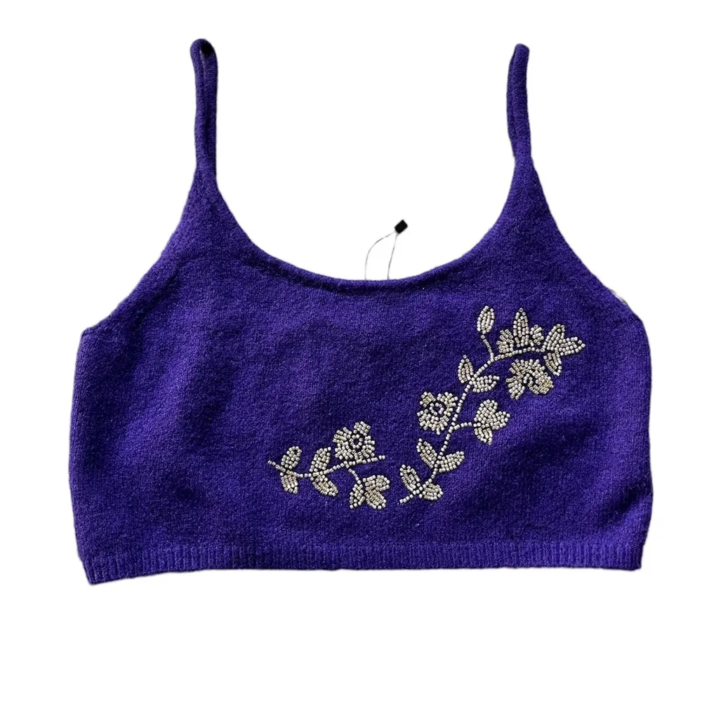 NWT ZARA BEADED KNIT TOP PURPLE WOOL BLEND BLOGGERS FAV - Image 5