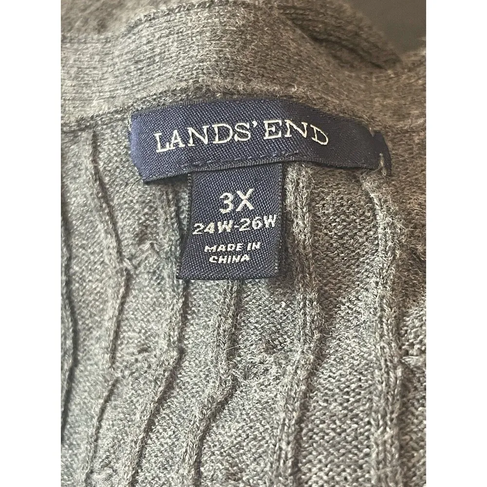 Basic Editions Gray Cable Knit V-neck Long Sleeve Button Up Cardigan 3x - Image 8