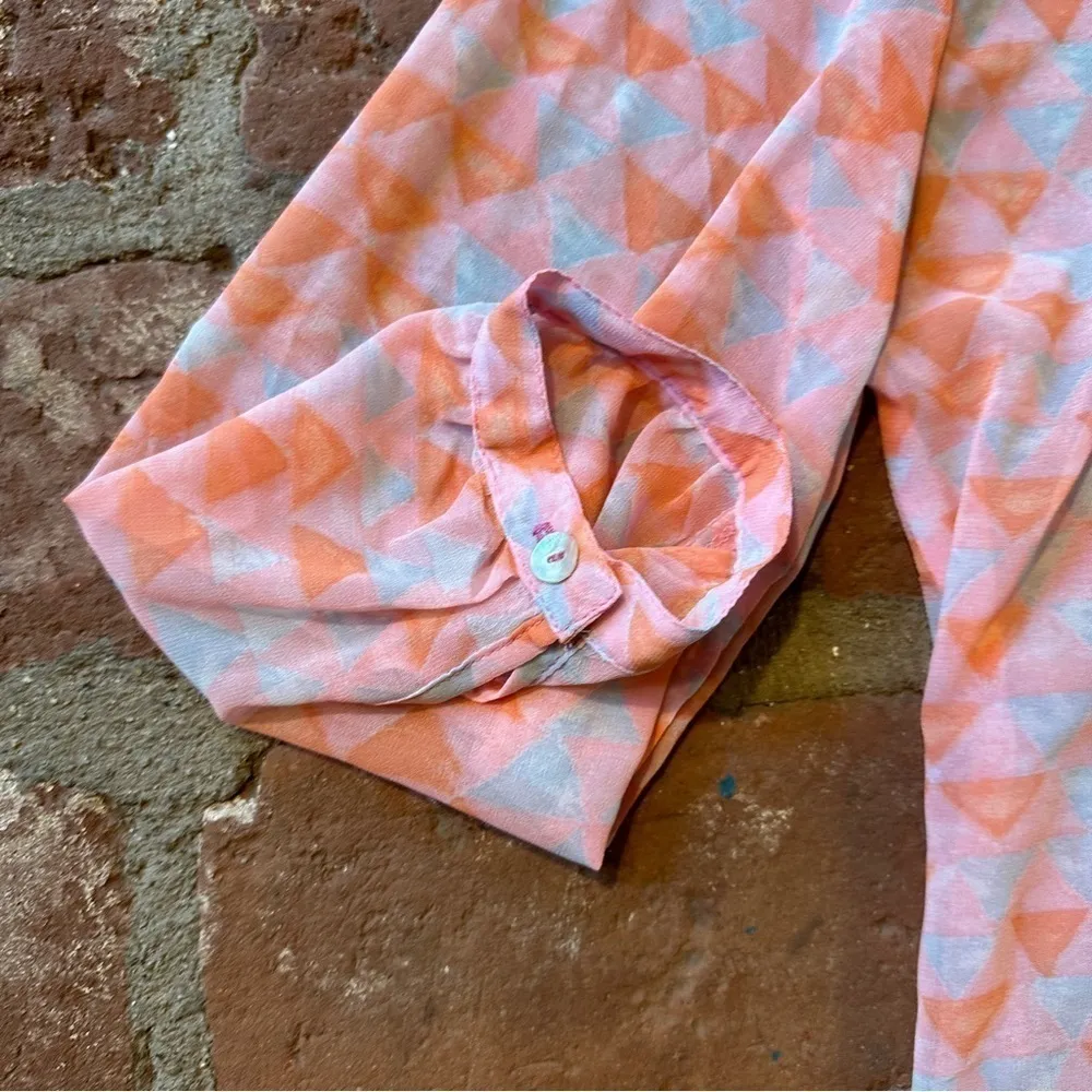 Sun Light Paris pink, orange & light blue flowy blouse Pink Size undefined - Image 4