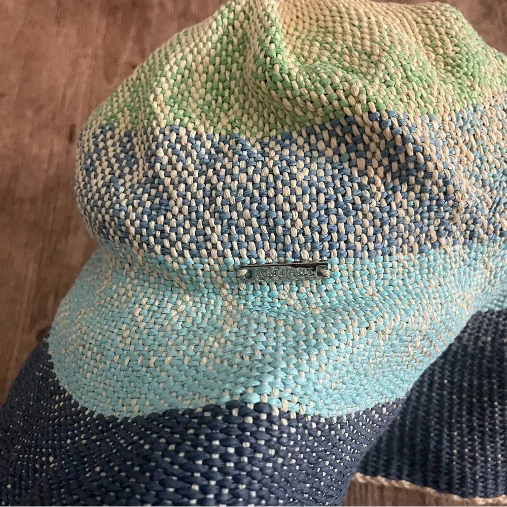 Amiani Dual Tone Straw Hat One Size Blue - Image 4