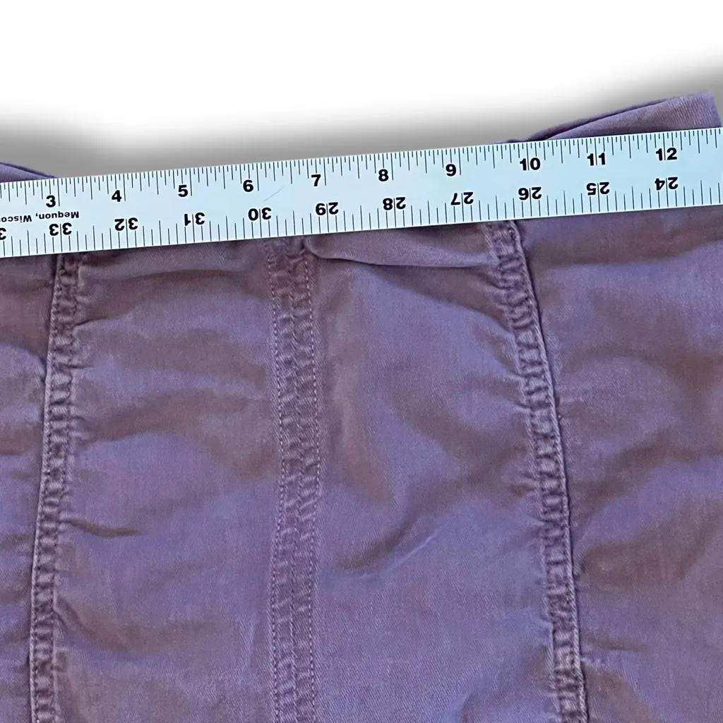 Free People Modern Femme Denim Mini Skirt Purple Exposed Seams Stretchy Women 4 - Image 4