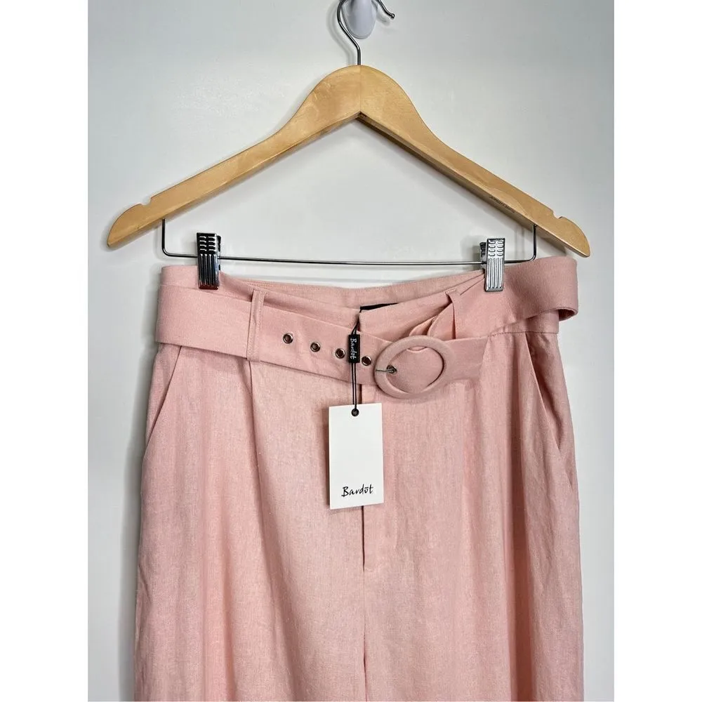 Bardot Pants Womens Lenny Pant in Latte Pink Size Medium‎ Linen Blend NWT - Image 5