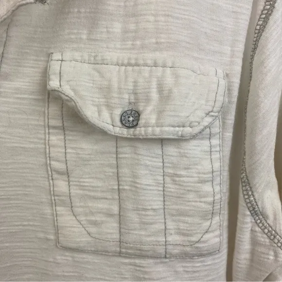 Free Planet Ivory Long Sleeve Hoody Tee T Shirt Top L - Image 4