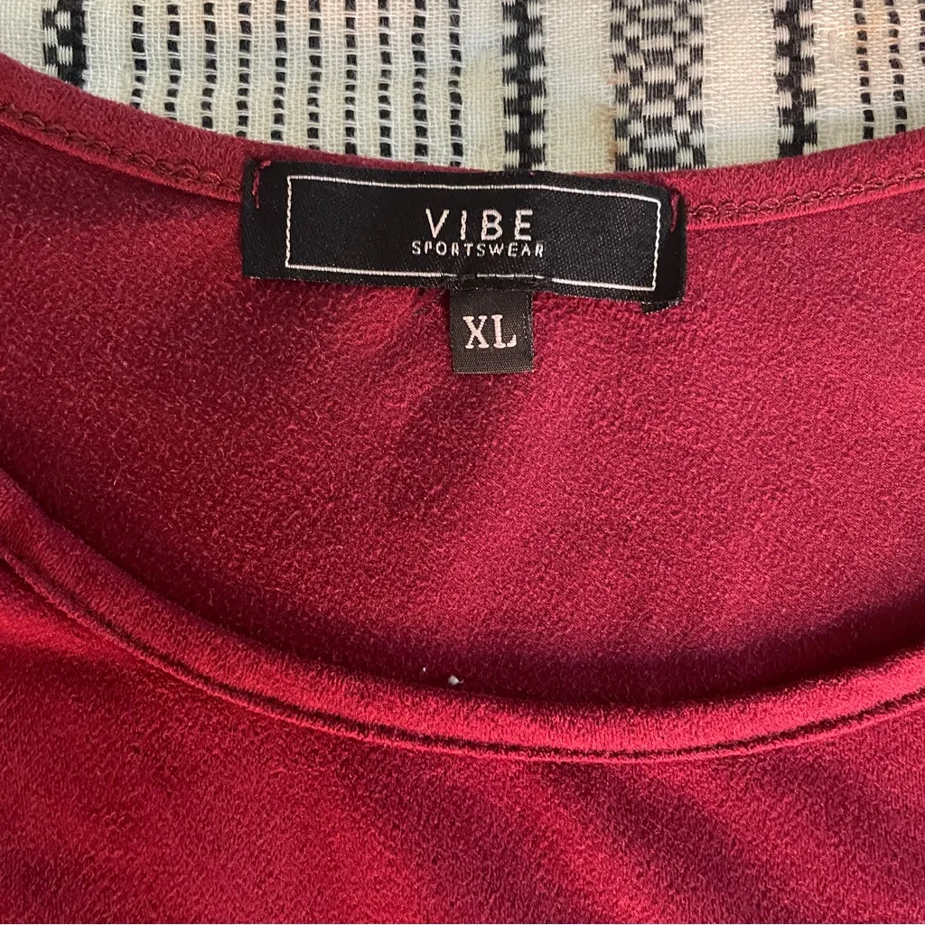Vibe Sportswear Suede Bodycon Dress‎ XL Maroon Red Preppy Athleisure Streetwear - Image 2