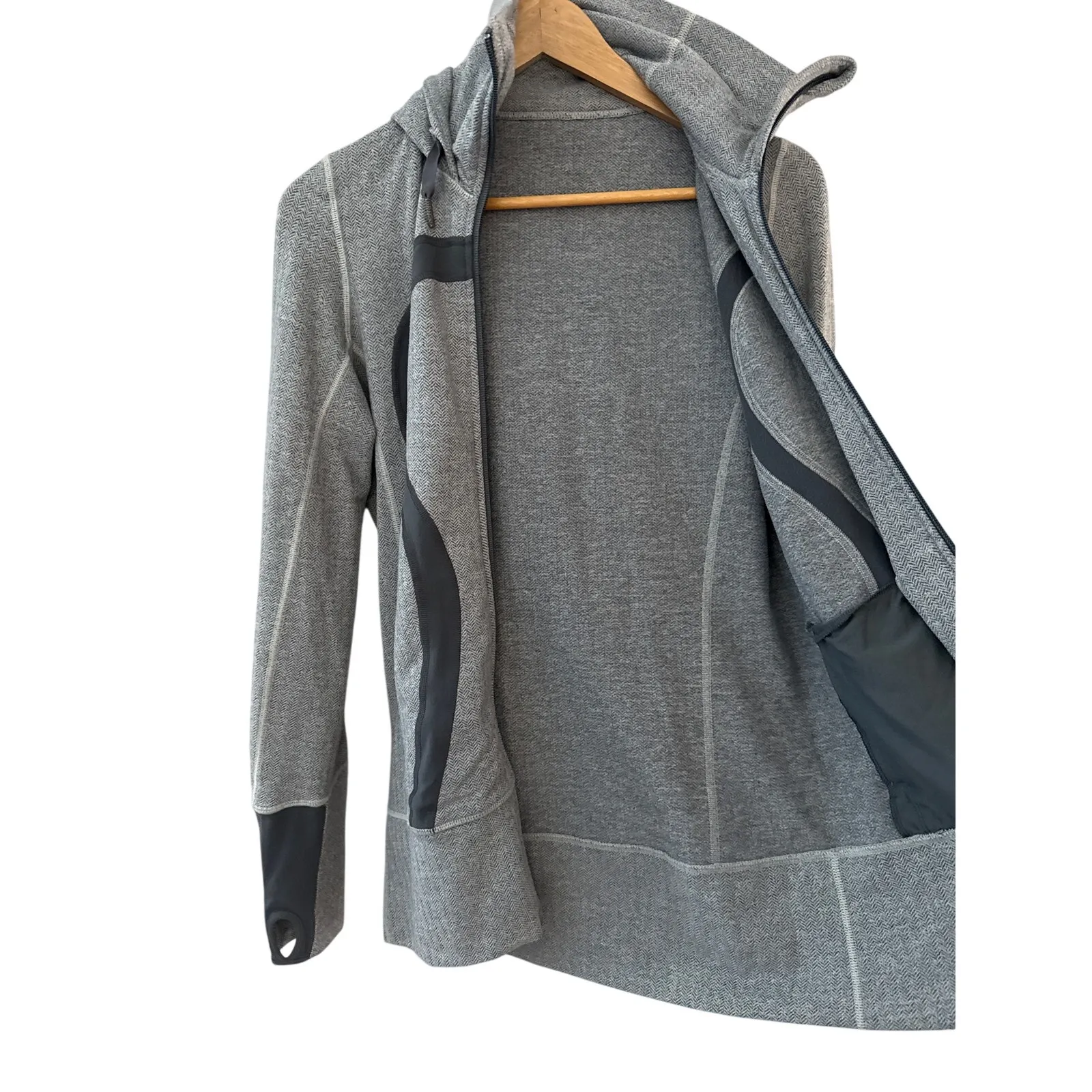 Lululemon Brushed Stride Jacket Ghost Heathered Coal Herringbone / Coal Size 6 - Image 7