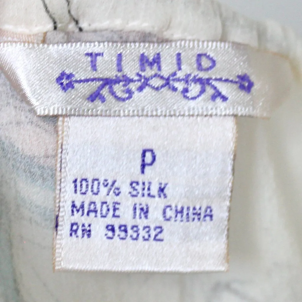 Timid Vintage 90's 100% Silk Cream Delicate Babydoll 3/4 Sleeve Top XS Petite White Size 0P - Image 8