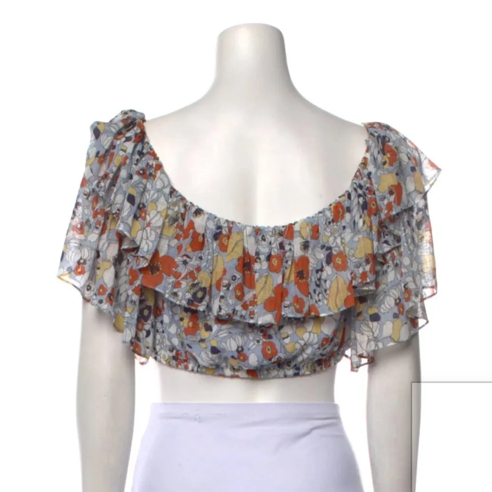 Alexis Adona Floral Chiffon Ruffle Off-Shoulder Crop Top - Image 2