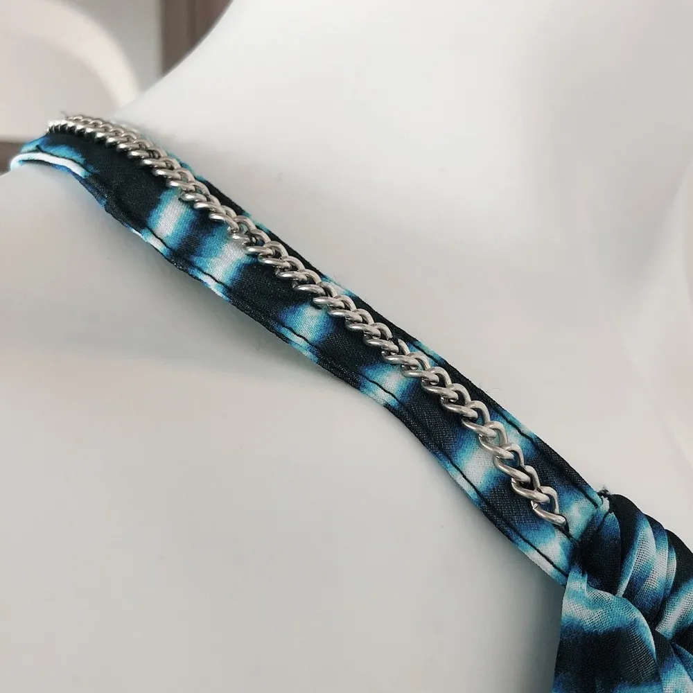 Calvin Klein Halter Dress Fit & Flare Mini Blue Multi Size 12 NWT $134.00 - Image 11