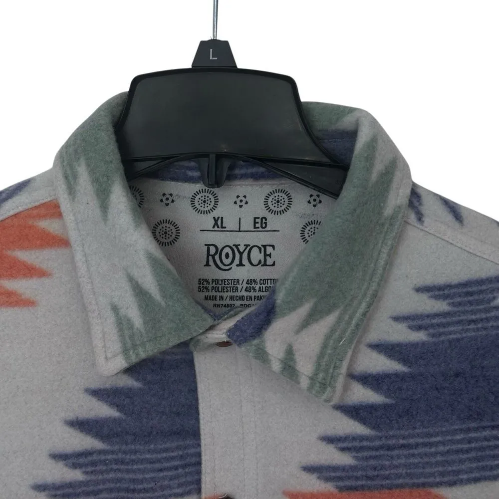 Royce Ladies Size XL Aztec Print White Green & Blue Shacket Fleece Shirt Western - Image 2