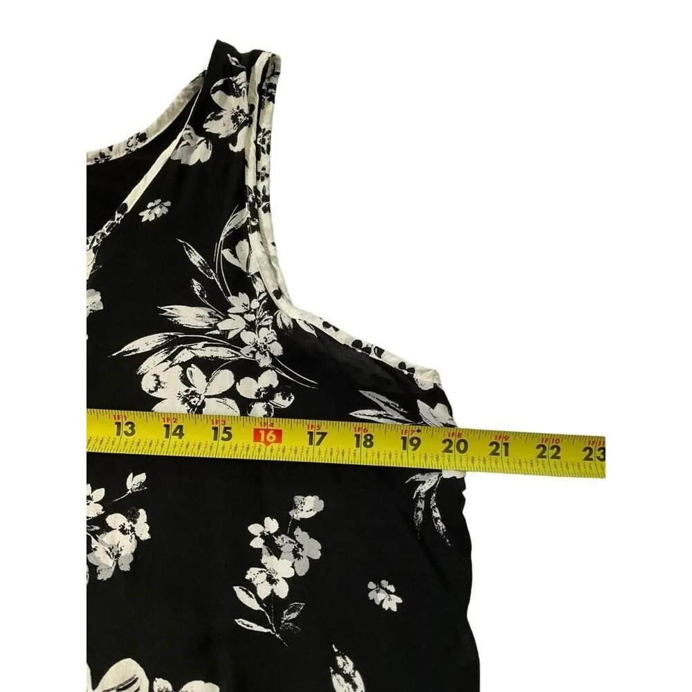 Simply Vera  Wang Women Size Large Sleeveless Floral Black Tank Top 27-130 - Image 6