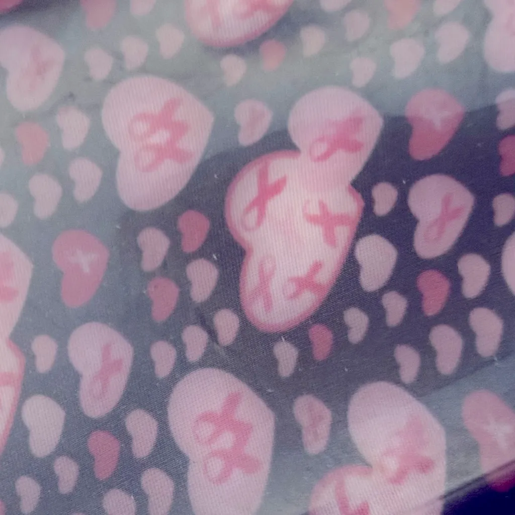 Pink Ribbons & Hearts Black Rain Boots Size 8 - Image 7