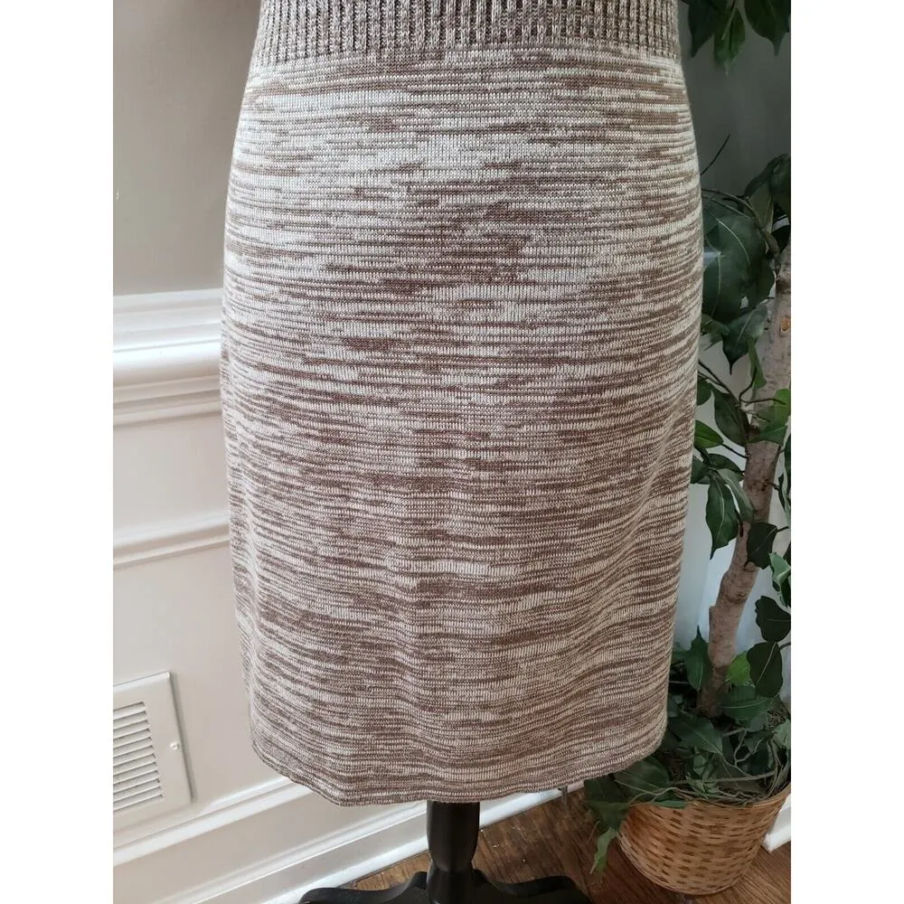 Calvin Klein Women's Beige Knit Space Dye Short Sleeve Cowl Neck Sweater Dress S - Image 4