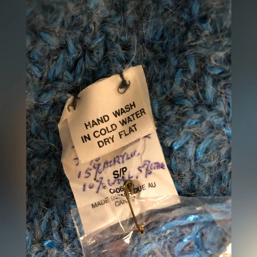 Vintage Vivienne Poy handmade full zip designer artsy sweater small pockets rare Blue - Image 6