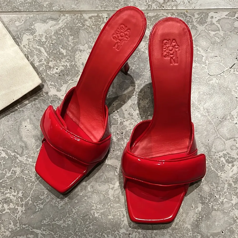 Gia Borghini Alodie Patent Leather Mules/Sandals in Red Size 41 NEW +DustBag - Image 9