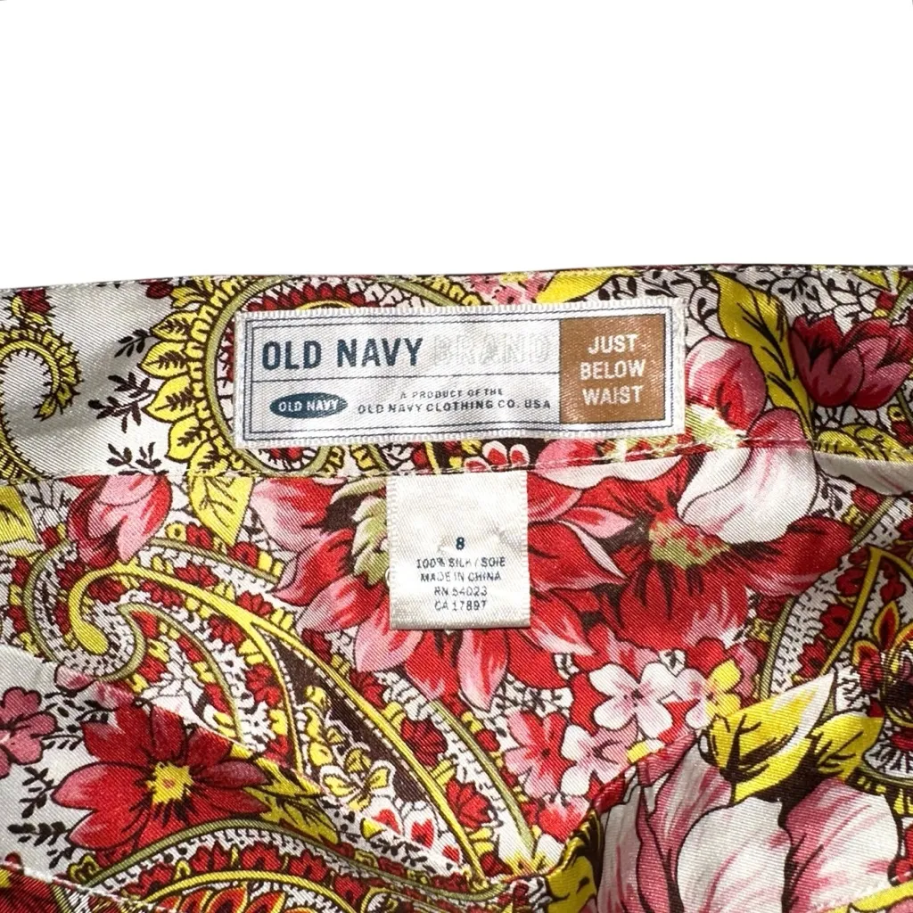 Old Navy Vintage Y2K Silk Floral Paisley Print A-line Skirt 8 - Image 3