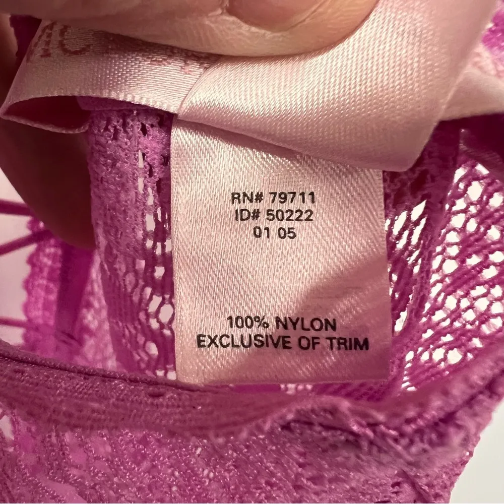 Y2K Victoria’s Secret Pink Patterned Lace Lingerie Slip w/adjustable straps L - Image 9