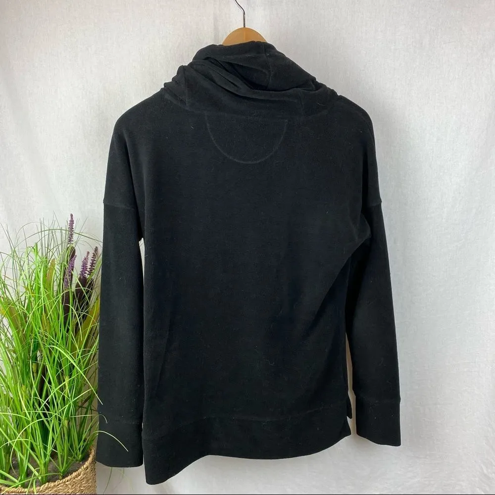 Calvin Klein Black Velour Cowl Neck Long Sleeve Athleisure Top M - Image 3