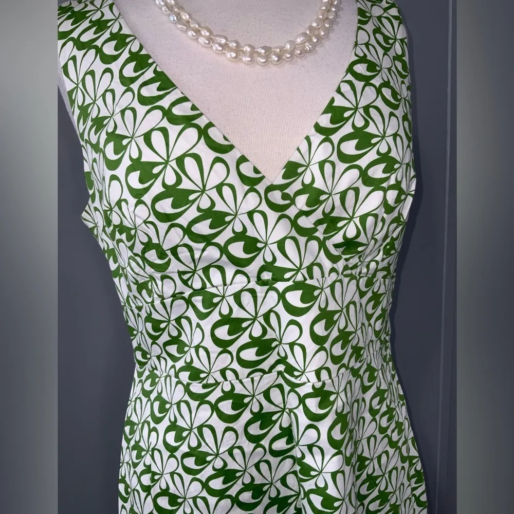 Spense Green/White Abstract Floral Sleeveless VNeck Sheath Summer Dress Missy 12 - Image 2