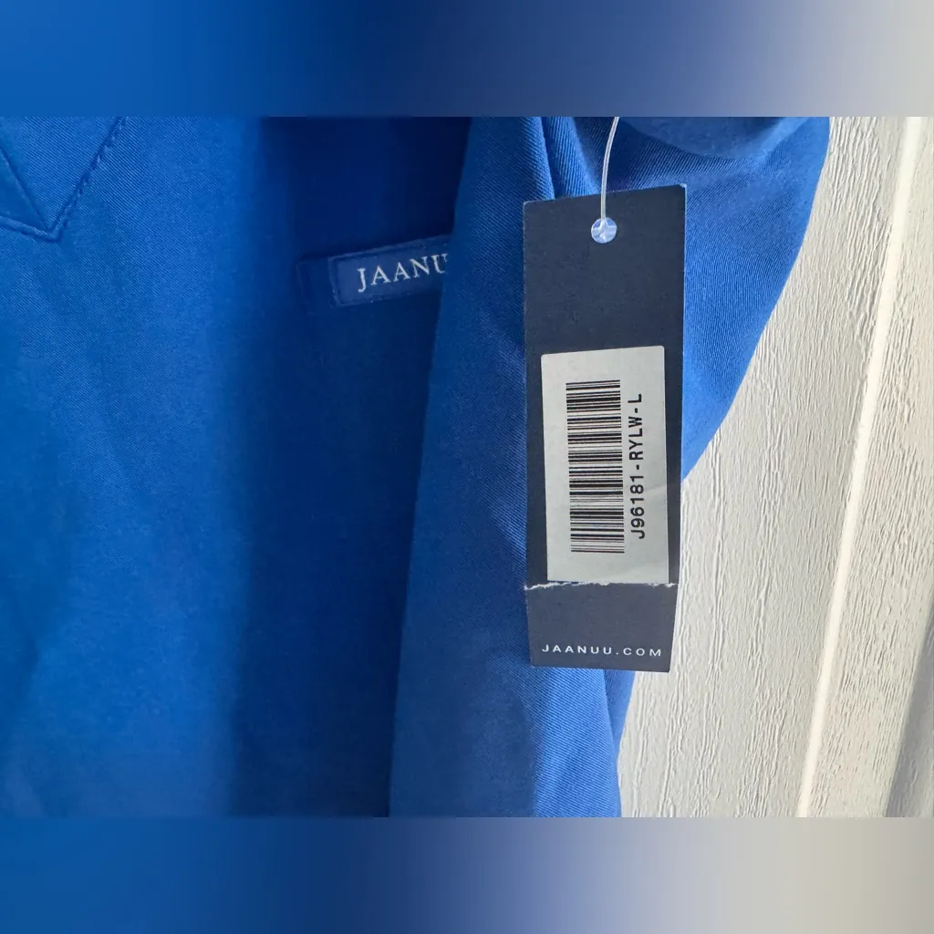 JAANUU Women’s V-Neck Scrub Top Blue Size L - Image 5