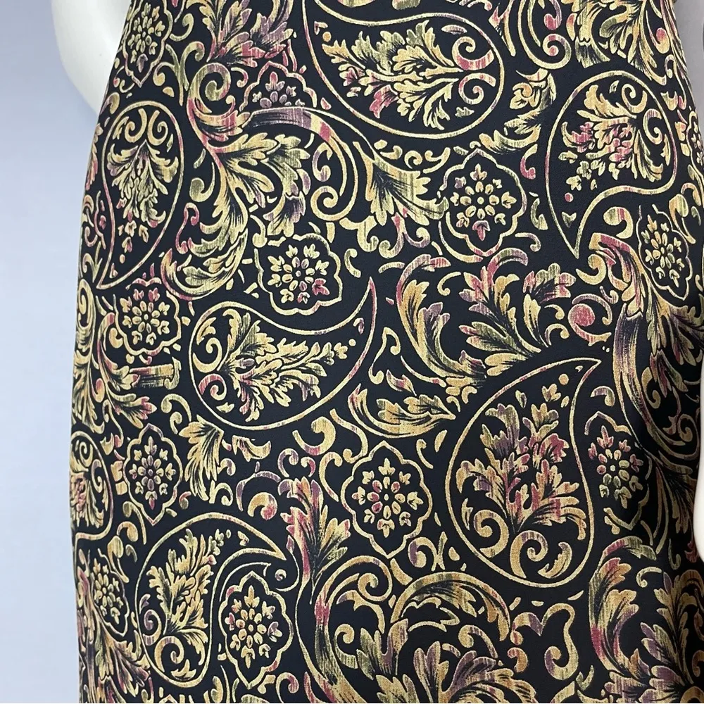 Vintage Asymmetrical Dress Paisley Black Beaded Spaghetti Straps Missy Small 4/6 - Image 10