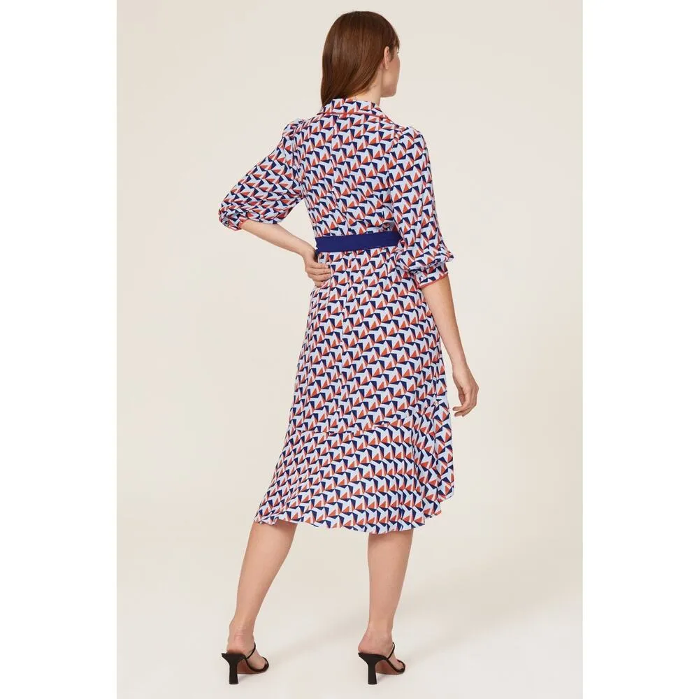 DOANE VON FURSTENBERG Women's Multicolored Geometric Print Ana Wrap Dress Size 8 - Image 4