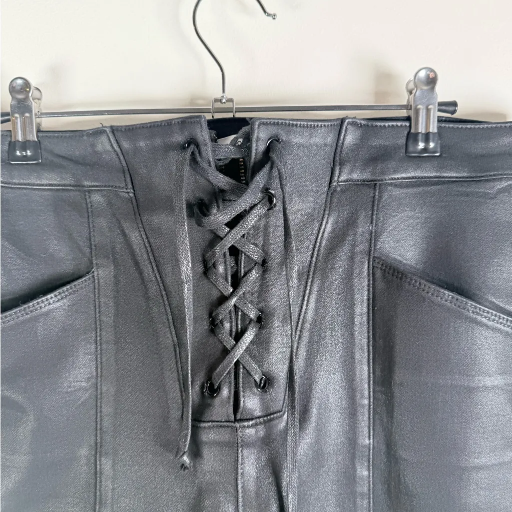 Good American Lace-Up Faux Leather Skinny Pants - Image 4