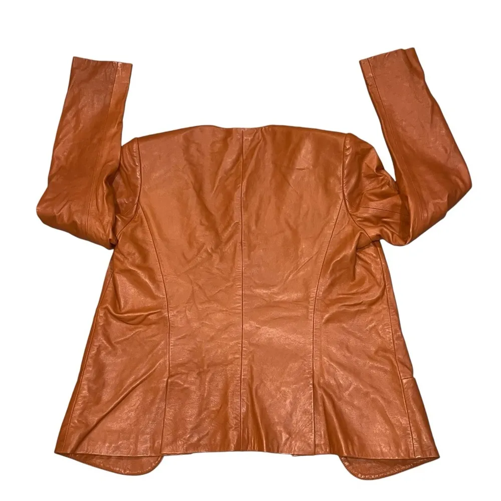 Theory Camel Tan Lamb Leather Frima Jacket Blazer size 4 - Image 6