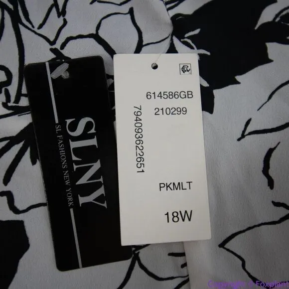 NEW SLNY floral print tie neck‎ color block sleeveless dress, 18W - Image 16