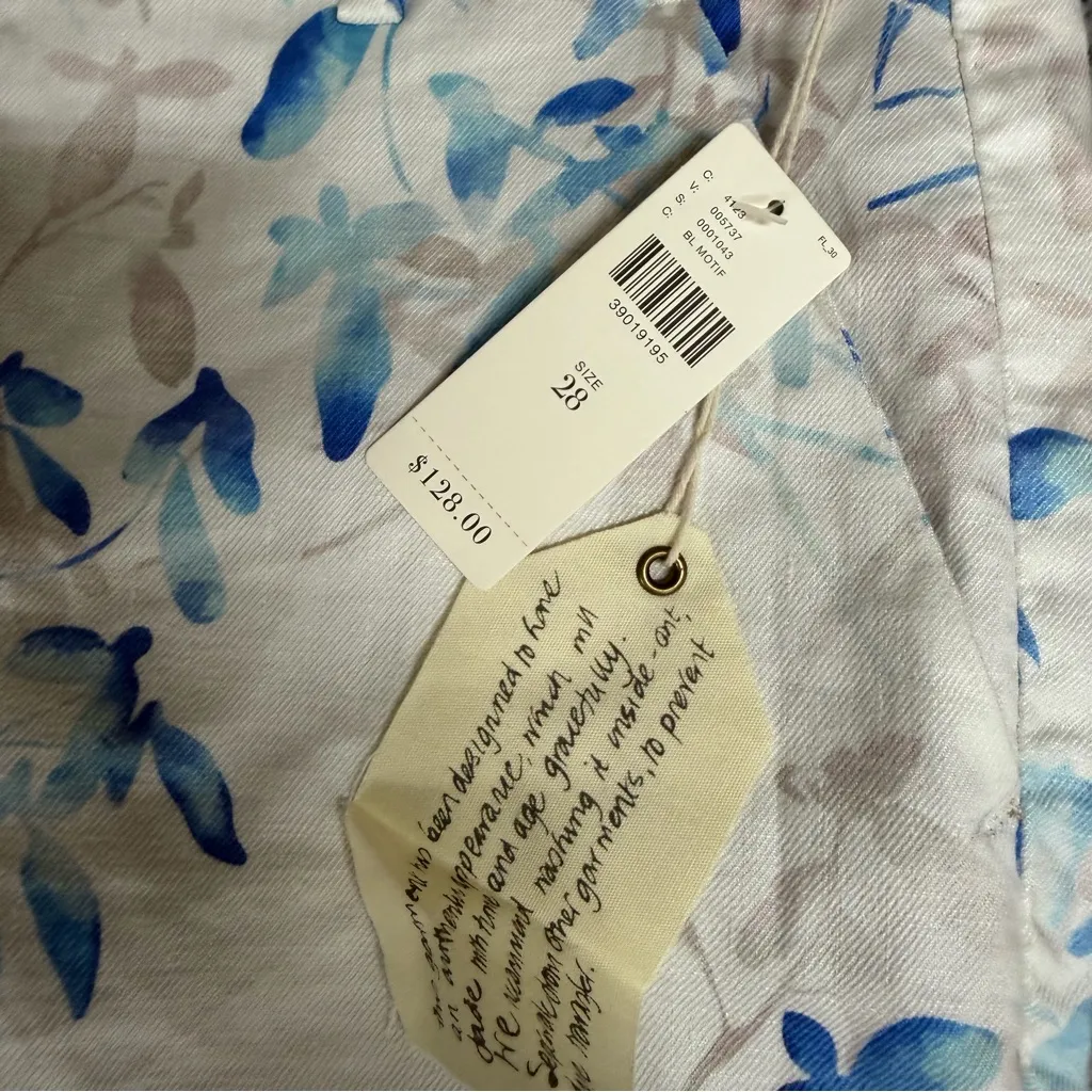 NEW Anthropologie Level 99 Linen Blend Floral Straight Leg Pants Size 28 - Image 8