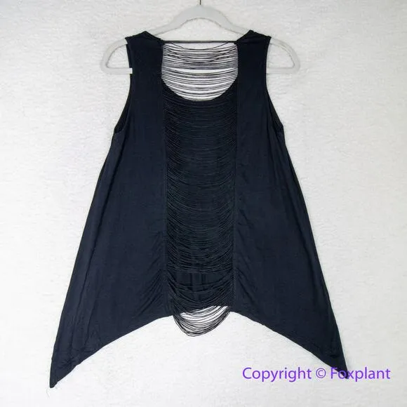 New! Allegra K Gothic Skull‎ Backless T-Shirt black, Hollow Tassel, size S - Image 9