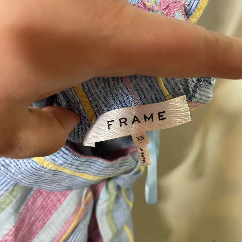 FRAME striped 100% linen romper sz XS - Image 3